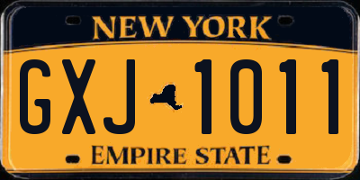 NY license plate GXJ1011