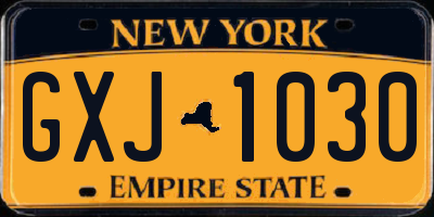 NY license plate GXJ1030