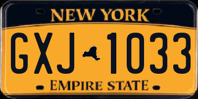 NY license plate GXJ1033