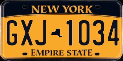 NY license plate GXJ1034