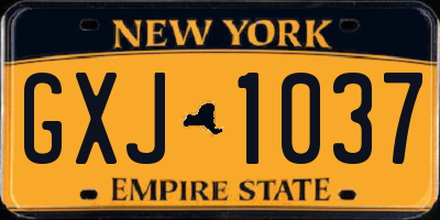 NY license plate GXJ1037