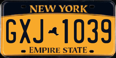 NY license plate GXJ1039