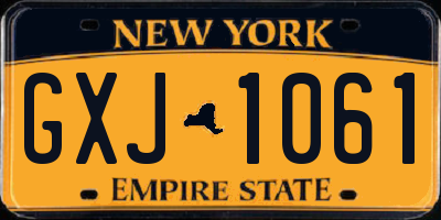 NY license plate GXJ1061