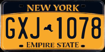 NY license plate GXJ1078