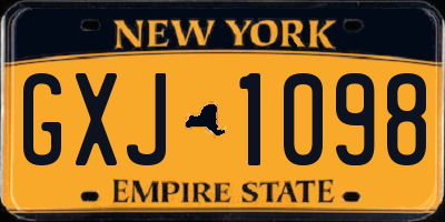 NY license plate GXJ1098