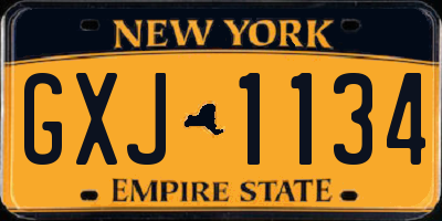 NY license plate GXJ1134