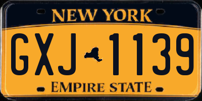 NY license plate GXJ1139