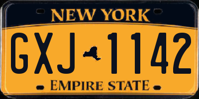 NY license plate GXJ1142