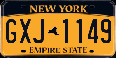 NY license plate GXJ1149