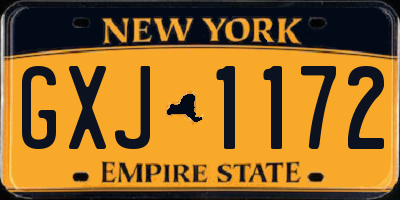NY license plate GXJ1172