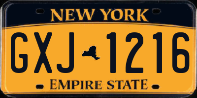 NY license plate GXJ1216