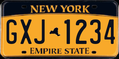 NY license plate GXJ1234