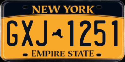 NY license plate GXJ1251