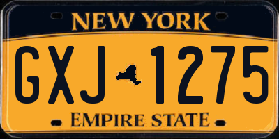 NY license plate GXJ1275