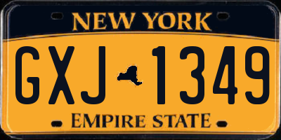 NY license plate GXJ1349