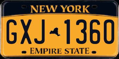 NY license plate GXJ1360