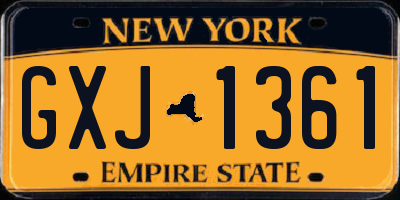 NY license plate GXJ1361