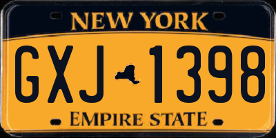 NY license plate GXJ1398
