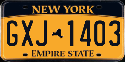 NY license plate GXJ1403