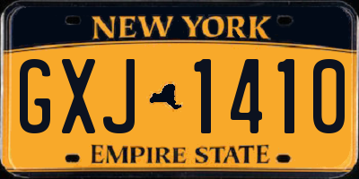 NY license plate GXJ1410