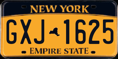NY license plate GXJ1625