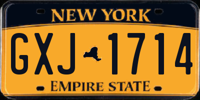 NY license plate GXJ1714