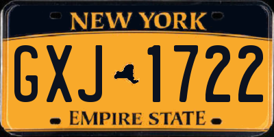 NY license plate GXJ1722