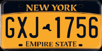 NY license plate GXJ1756