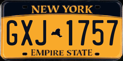 NY license plate GXJ1757
