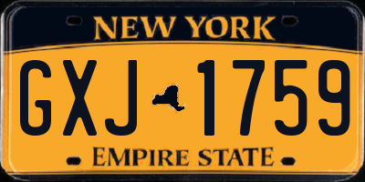 NY license plate GXJ1759