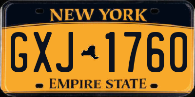 NY license plate GXJ1760