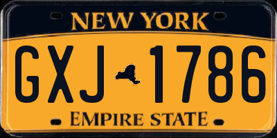 NY license plate GXJ1786