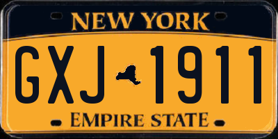 NY license plate GXJ1911