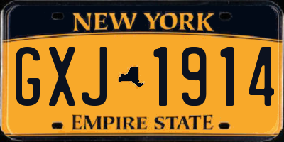 NY license plate GXJ1914