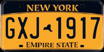 NY license plate GXJ1917