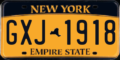 NY license plate GXJ1918