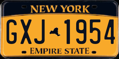 NY license plate GXJ1954