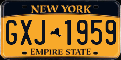 NY license plate GXJ1959