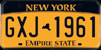 NY license plate GXJ1961