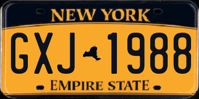 NY license plate GXJ1988