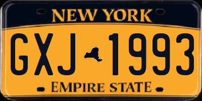 NY license plate GXJ1993