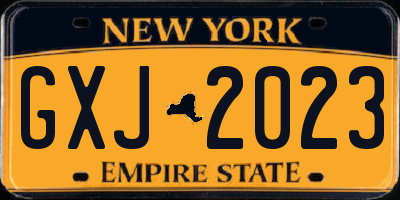 NY license plate GXJ2023