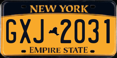 NY license plate GXJ2031