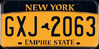 NY license plate GXJ2063