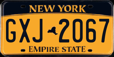NY license plate GXJ2067