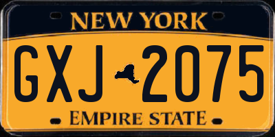 NY license plate GXJ2075