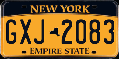 NY license plate GXJ2083