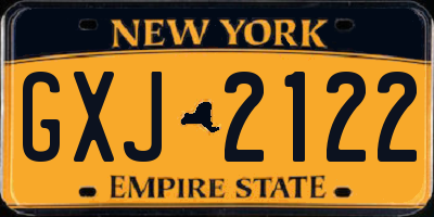 NY license plate GXJ2122