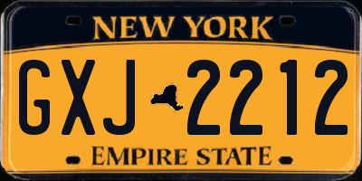 NY license plate GXJ2212
