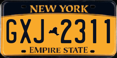 NY license plate GXJ2311